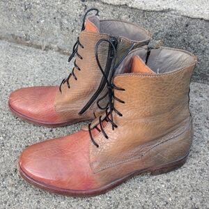 MOMA Leather EU 39 (USW 8) Multi-Color Ankle Boots.  Made in Italy.  Zip/Lace